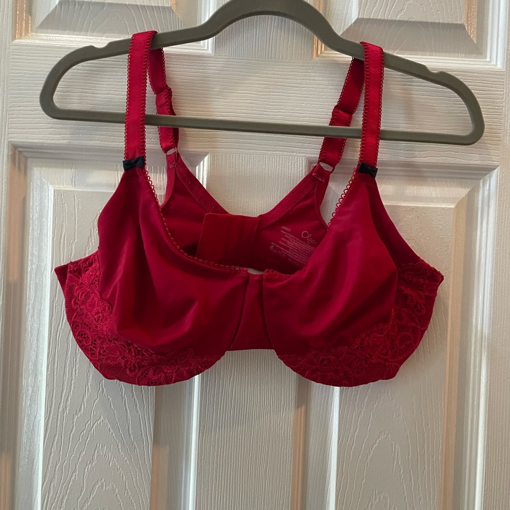 Olga Red Velvet Underwire Bra Intimates
